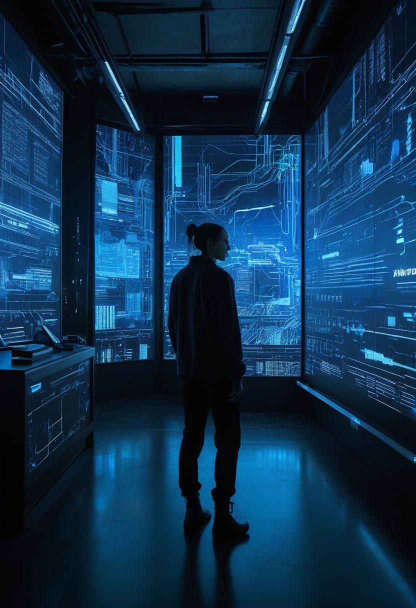 A mysterious digital landscape representing the internet, with hidden locks and keys symbolizing secrets. In the foreground, data graphs and performance metrics are illustrated on transparent screens. A deep blue and neon color palette enhances the futuristic feel, with arrows and charts indicating movement and analysis. The atmosphere is both engaging and informative, inviting viewers to explore further. cyberpunk. vibrant colors. 3D.
